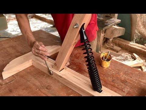 Unique Creative Woodworking Ideas // How To Make A rocking Chair From A motorcycle Shock Absorber
